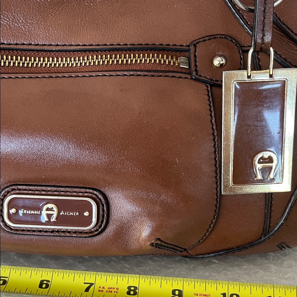 Etienne Aigner Rich Brown Leather Shoulder Bag - Picture 2 of 16